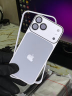 Silver Convertible Metal Case for iPhone 17 Pro Max with premium metal frame and camera protection