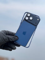 Blue Convertible Metal Case for iPhone 17 Pro Max with shock-resistant frame and elegant design