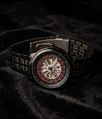 Luxury skeleton dial black stainless steel watch for men with automatic movement and premium design