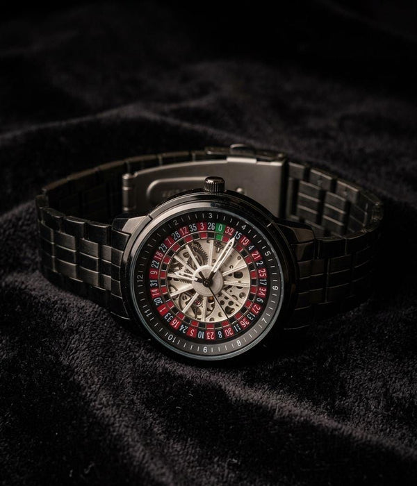 Luxury skeleton dial black stainless steel watch for men with automatic movement and premium design